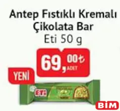ETİ ANTEP FISTIKLI KREMALI ÇİKOLATA BAR 50 G